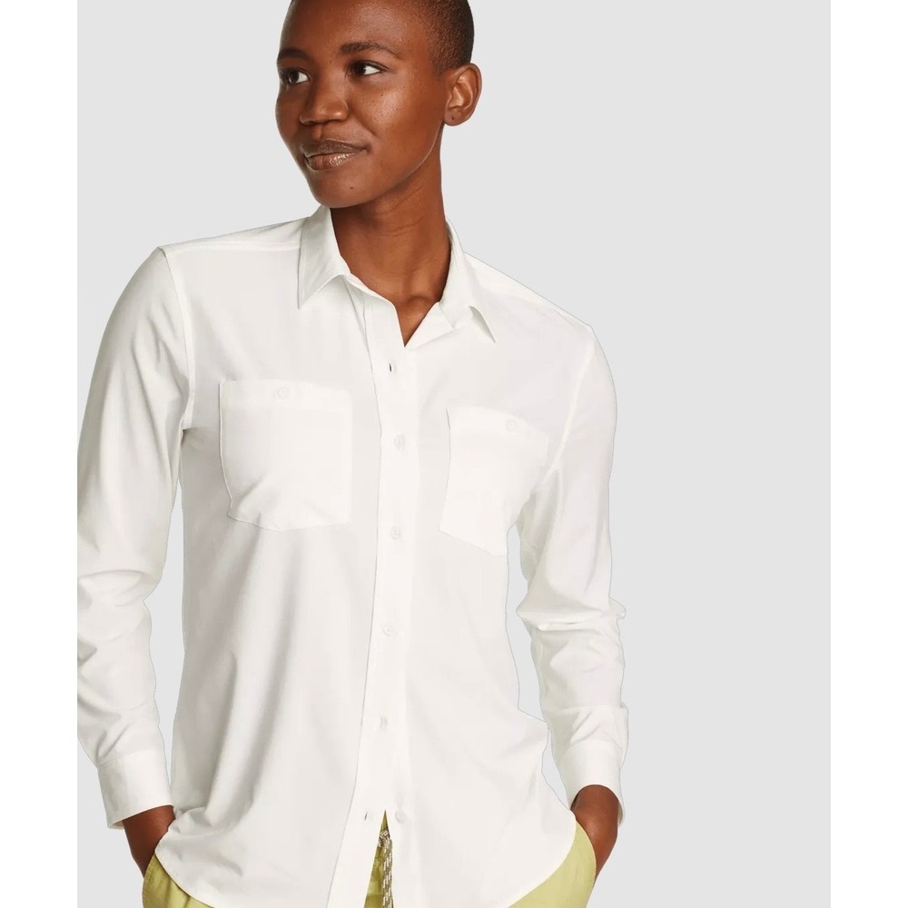 Eddie Bauer White Departure Shirt Women's Large Minimalist Classic  Breathable